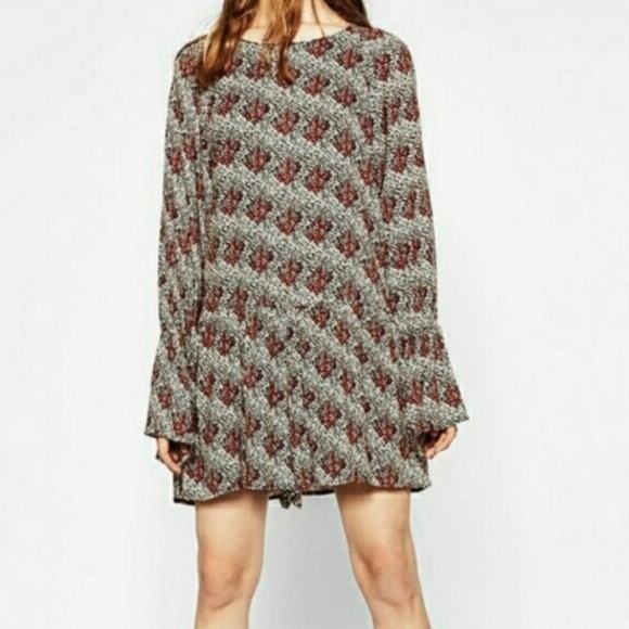 Zara Trafaluc Collection Red & Black Floral Long Sleeve Shorts Romper Size XS - Picture 10 of 16